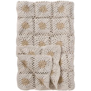 Ib Laursen Geh&auml;kelte Decke 130x170 cm, Creme/Gelb