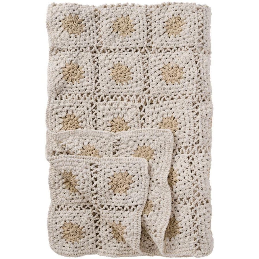 Ib Laursen Geh�kelte Decke 130x170 cm, Creme/Gelb