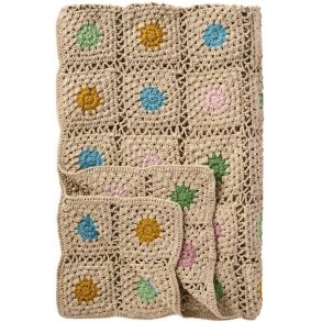 Ib Laursen Geh&auml;kelte Decke 130x170 cm, Natur/Mehr