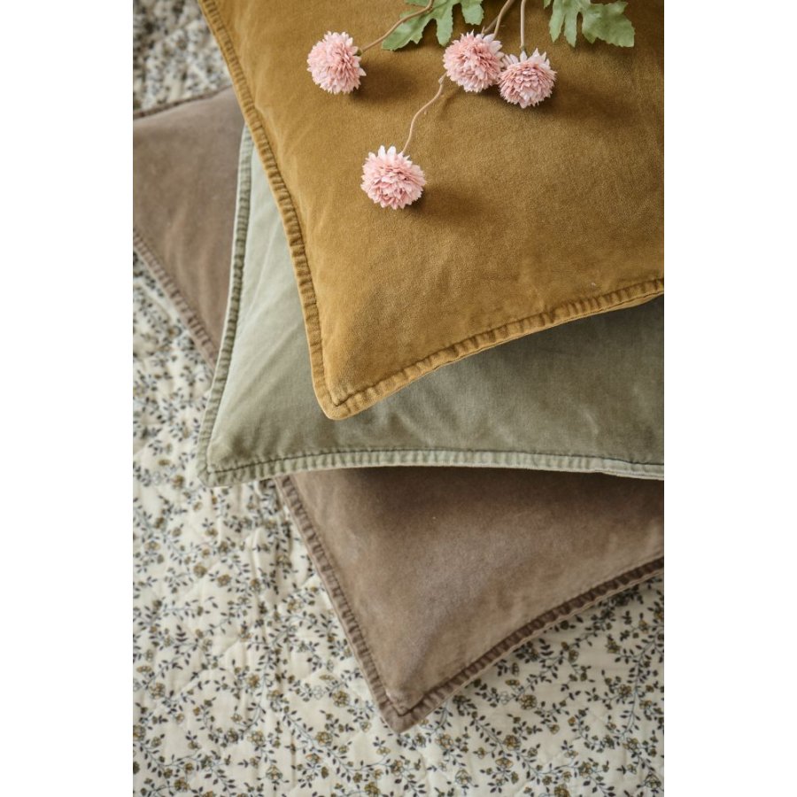 Ib Laursen Velour Kissenbezug 52x52 cm, Truffle