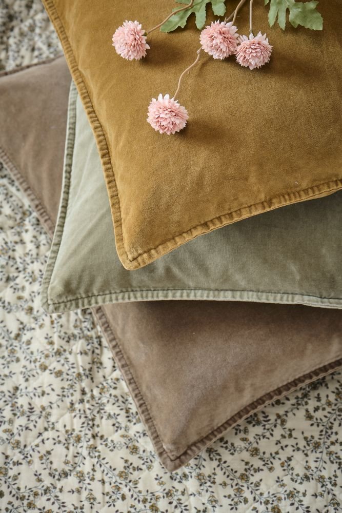 Ib Laursen Velour Kissenbezug 52x52 cm, Truffle