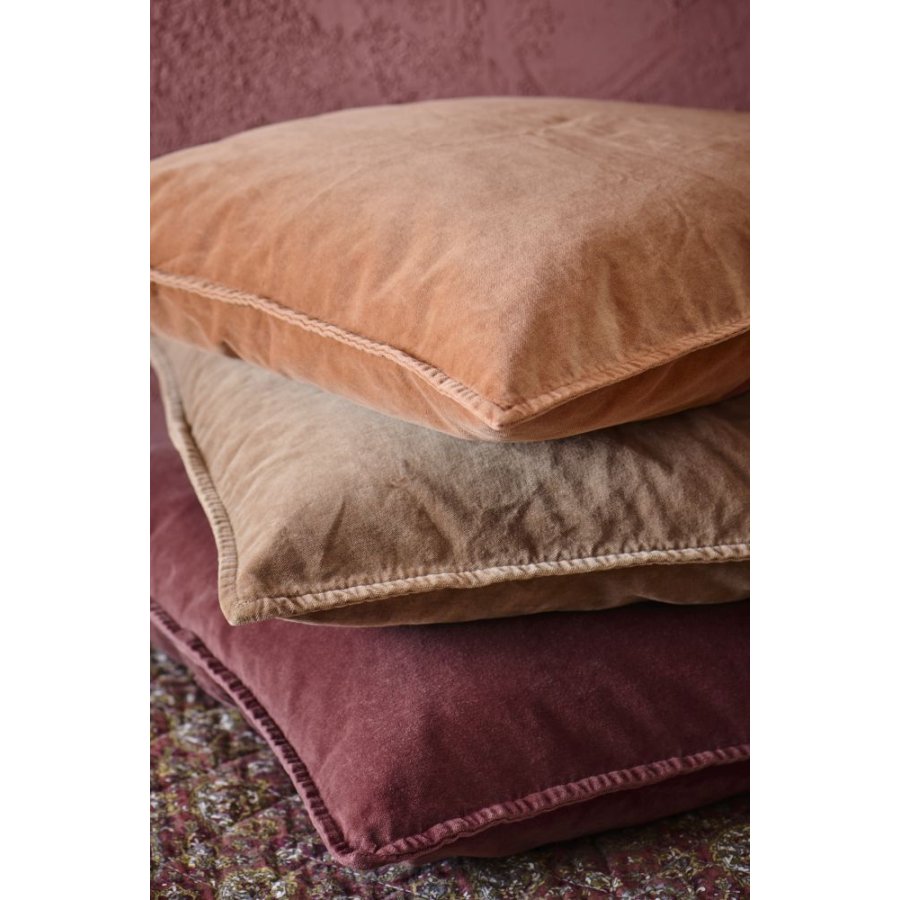 Ib Laursen Velour Kissenbezug 52x52 cm, Dusty Plum