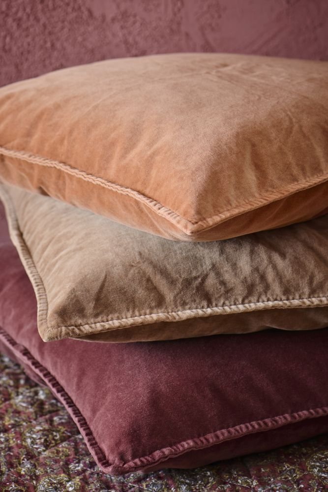Ib Laursen Velour Kissenbezug 52x52 cm, Dusty Plum
