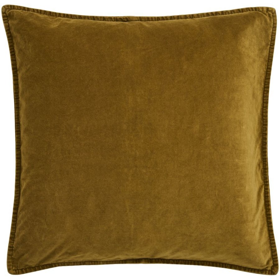 Ib Laursen Velour Kissenbezug 52x52 cm, Ochre Green