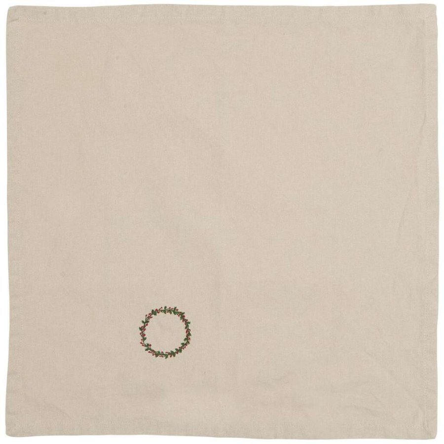 Ib Laursen Tradition Stoffserviette mit Kranz 40x40 cm, Flachsfarben