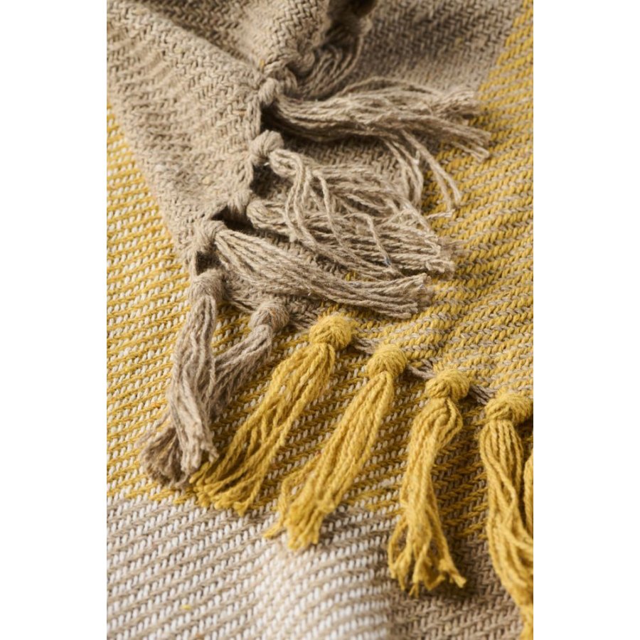 Ib Laursen Decke 130x160 cm, Natur/Wei�/Gelb