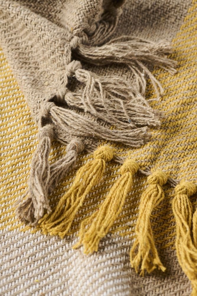 Ib Laursen Decke 130x160 cm, Natur/Wei�/Gelb