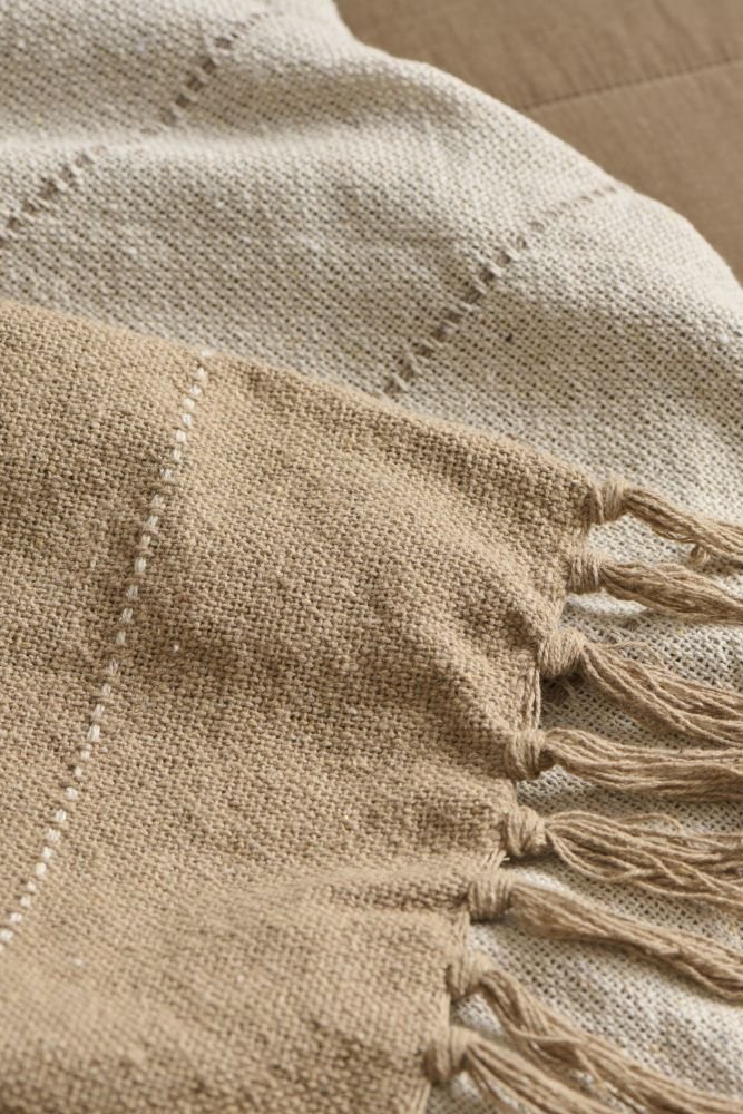 Ib Laursen Bett�berwurf 180x220 cm, Creme/Braun