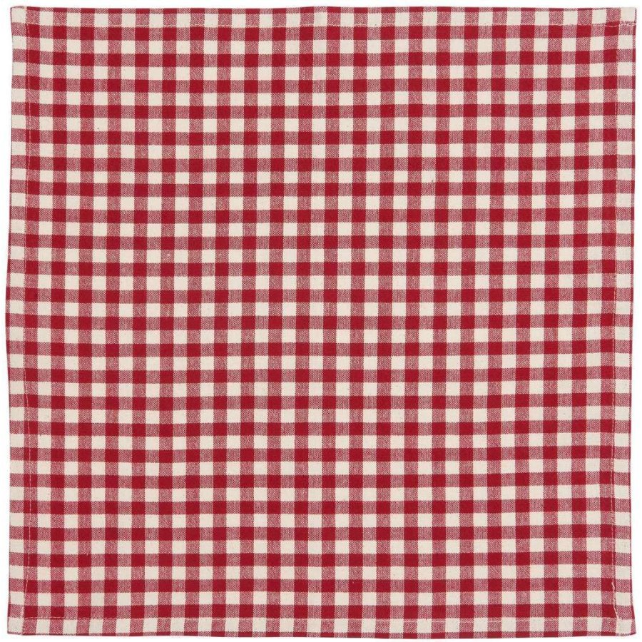 Ib Laursen Asta Stoffserviette 40x40 cm, Rot/Natur