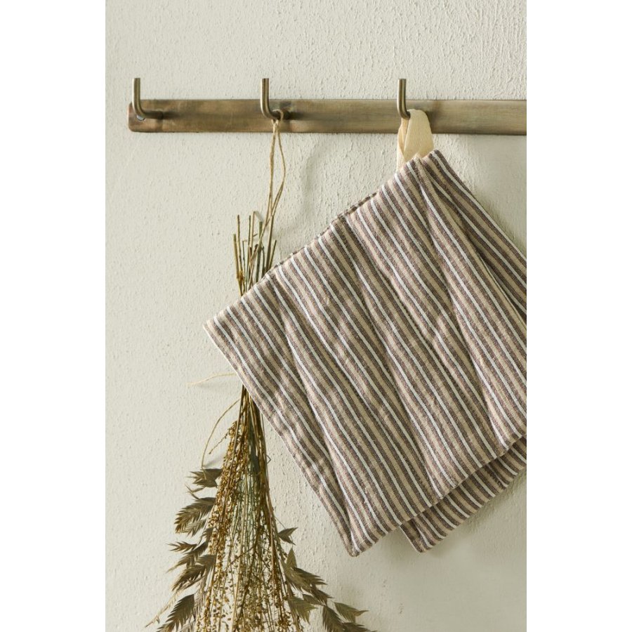 Ib Laursen Grydelap 20x21,5 cm, Brun/Bl�/Hvid
