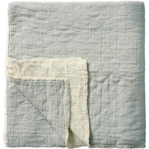 Ib Laursen Bedsprei 240x240 cm, Stoffig Blauw/Gebroken Wit