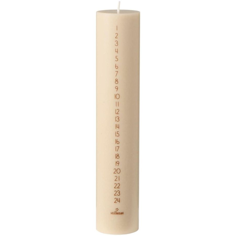 Ib Laursen Kalenderlys �5/H25 cm, Hvid/Brun
