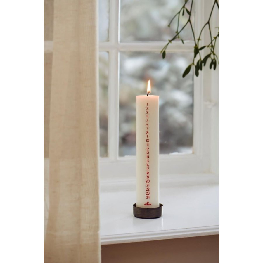 Ib Laursen Kalenderlys �5/H25 cm, Hvid/R�d