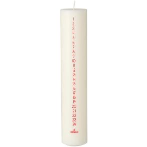 Ib Laursen Kalenderlys �5/H25 cm, Hvid/R�d