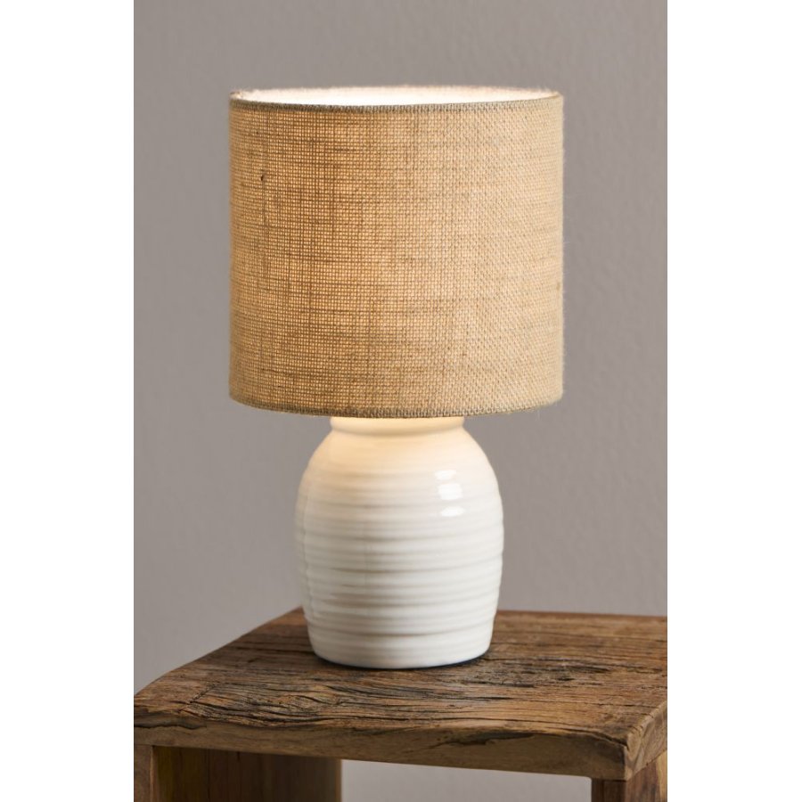Ib Laursen Aura Tischlampe H32 cm, Jute/Wei�