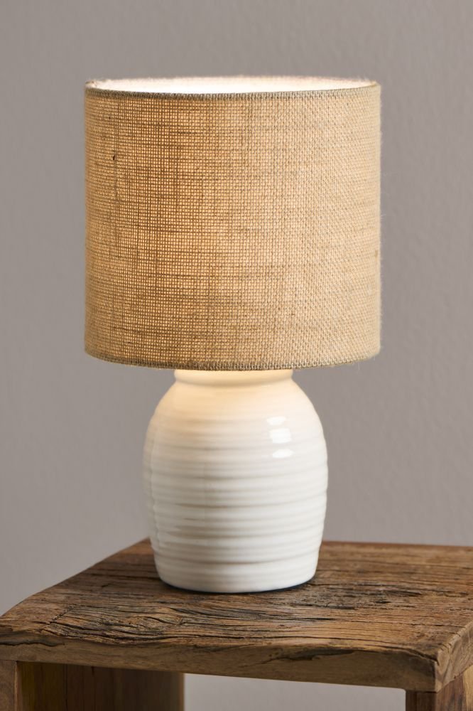 Ib Laursen Aura Tischlampe H32 cm, Jute/Wei�
