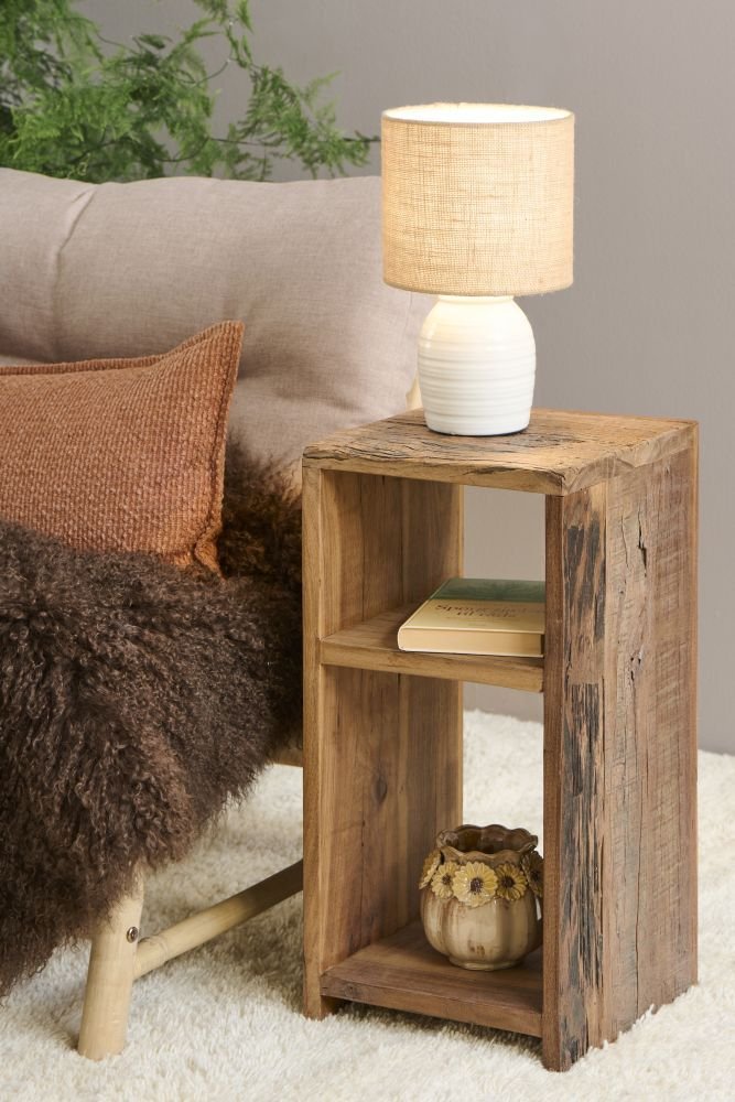 Ib Laursen Aura Tischlampe H32 cm, Jute/Wei�
