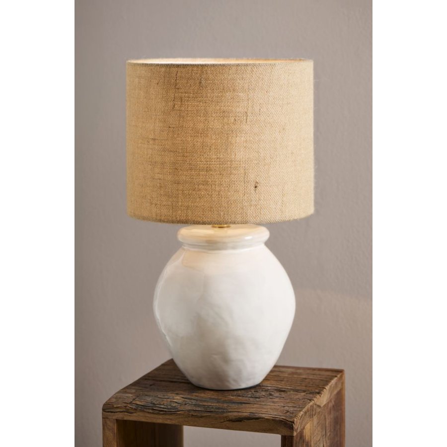 Ib Laursen Aura Tischlampe H49,5 cm, Jute/Wei&szlig;
