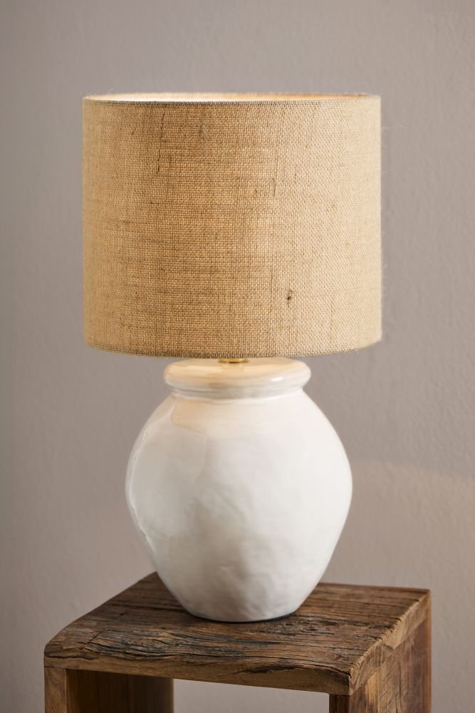 Ib Laursen Aura Tischlampe H49,5 cm, Jute/Wei&szlig;