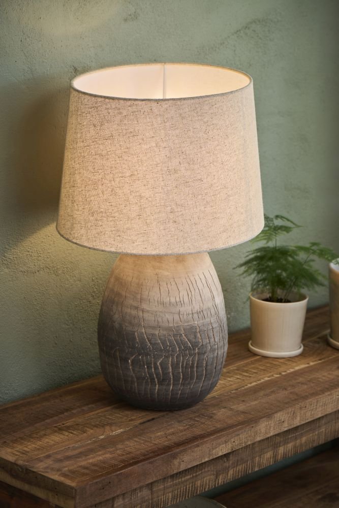 Ib Laursen Aura Tischlampe H57,5 cm, Leinen/Braun