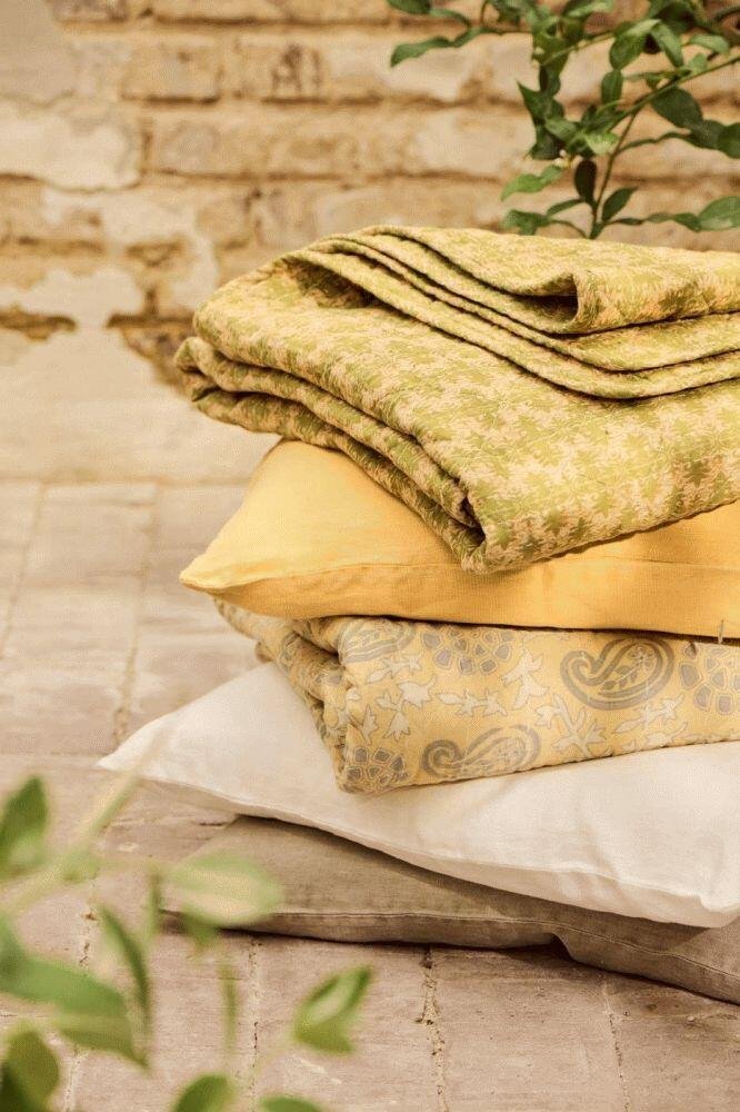 Ib Laursen Steppdecke 130x180 cm, Gelb/Gr�n