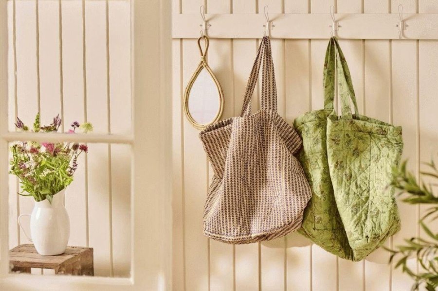 Ib Laursen Gesteppt Tasche 45x40 cm, Braun/Blau