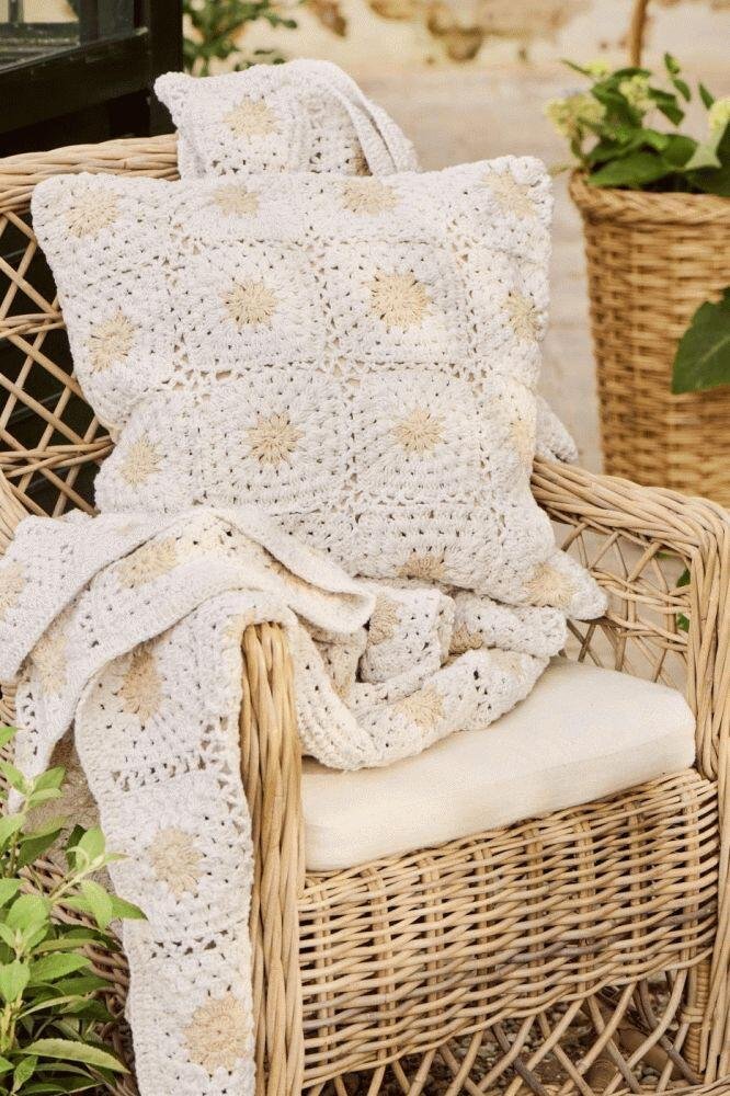 Ib Laursen Geh�kelte Kissenbezug 50x50 cm, Creme/Gelb