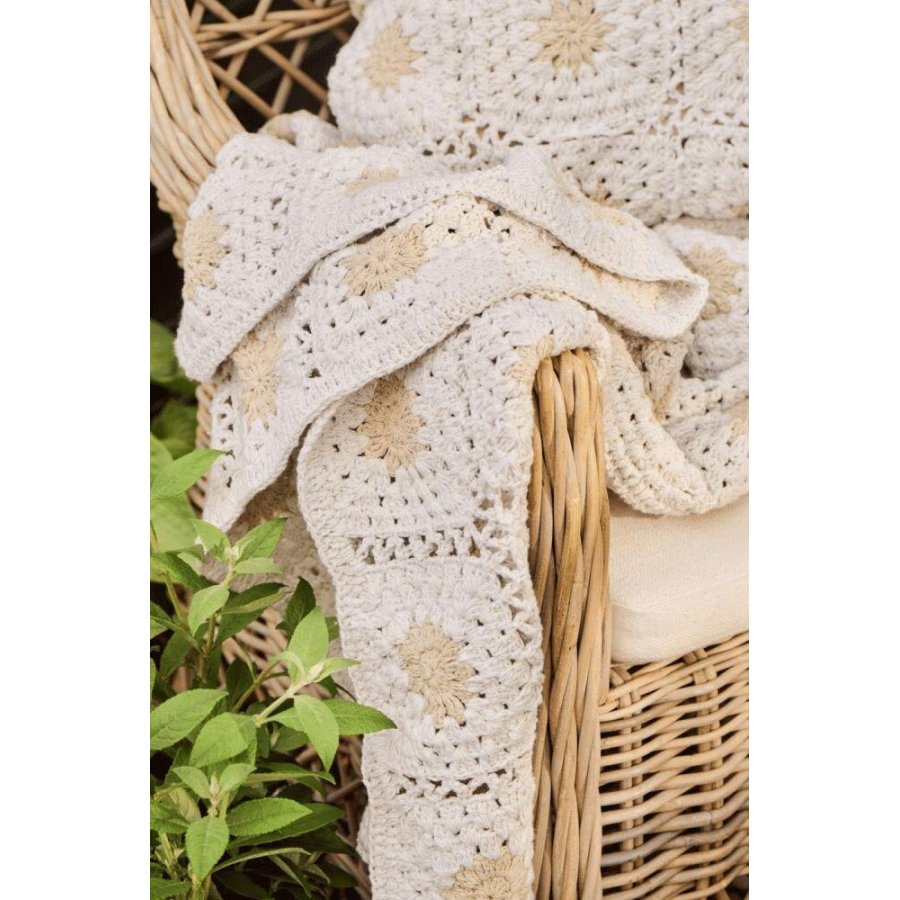 Ib Laursen Geh�kelte Decke 130x170 cm, Creme/Gelb