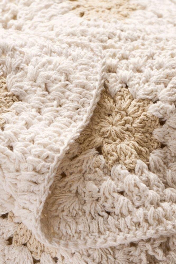 Ib Laursen Geh�kelte Decke 130x170 cm, Creme/Gelb