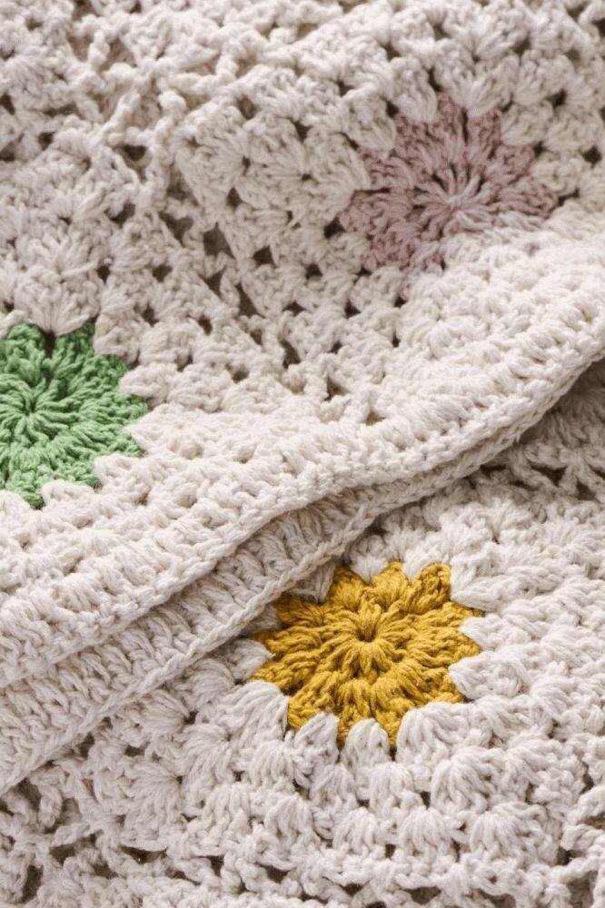 Ib Laursen Geh�kelte Decke 130x170 cm, Creme/Multi