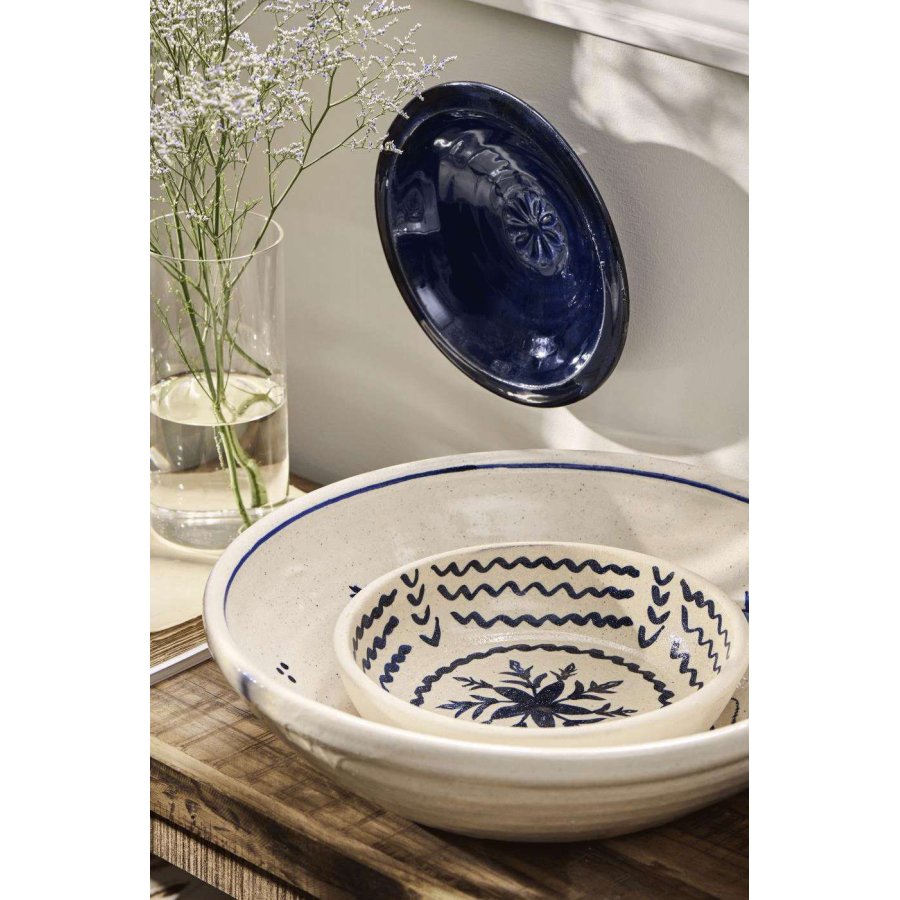 Ib Laursen Avignon Dekoschale 41 cm, Weiß/Blau