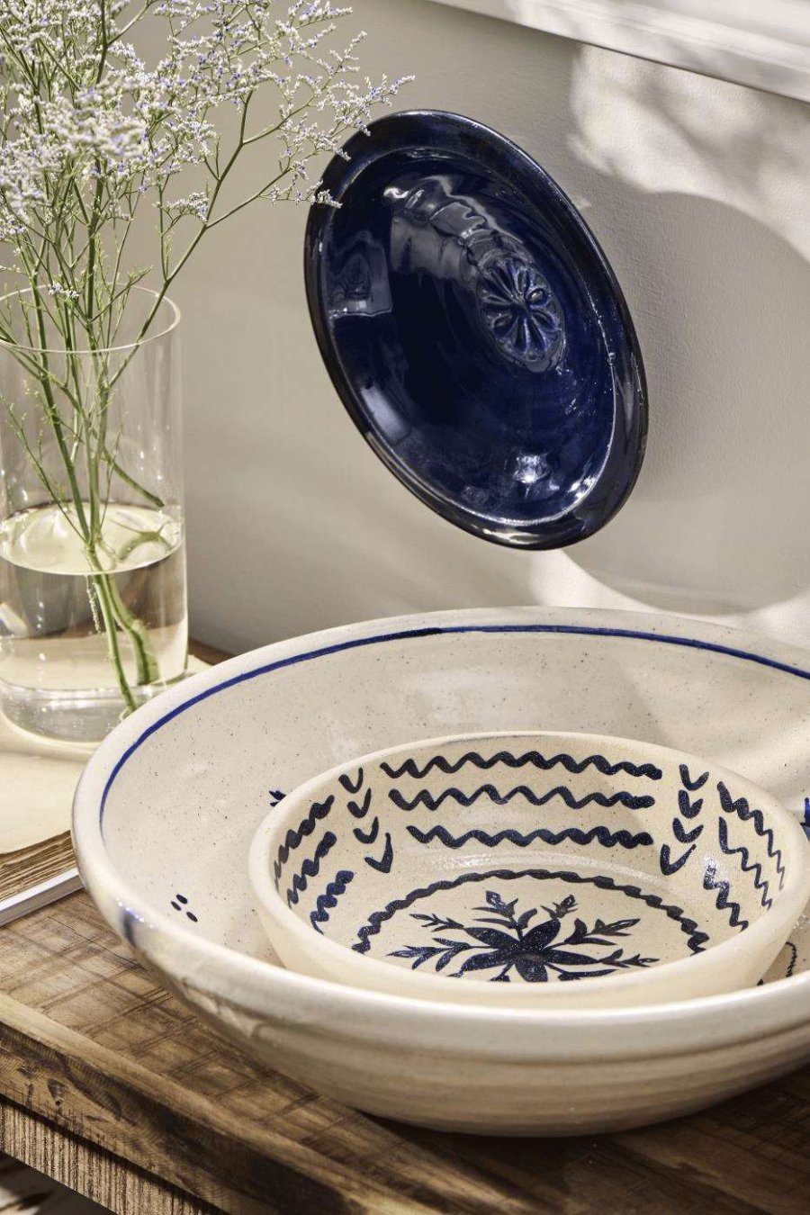 Ib Laursen Avignon Dekoschale 41 cm, Weiß/Blau