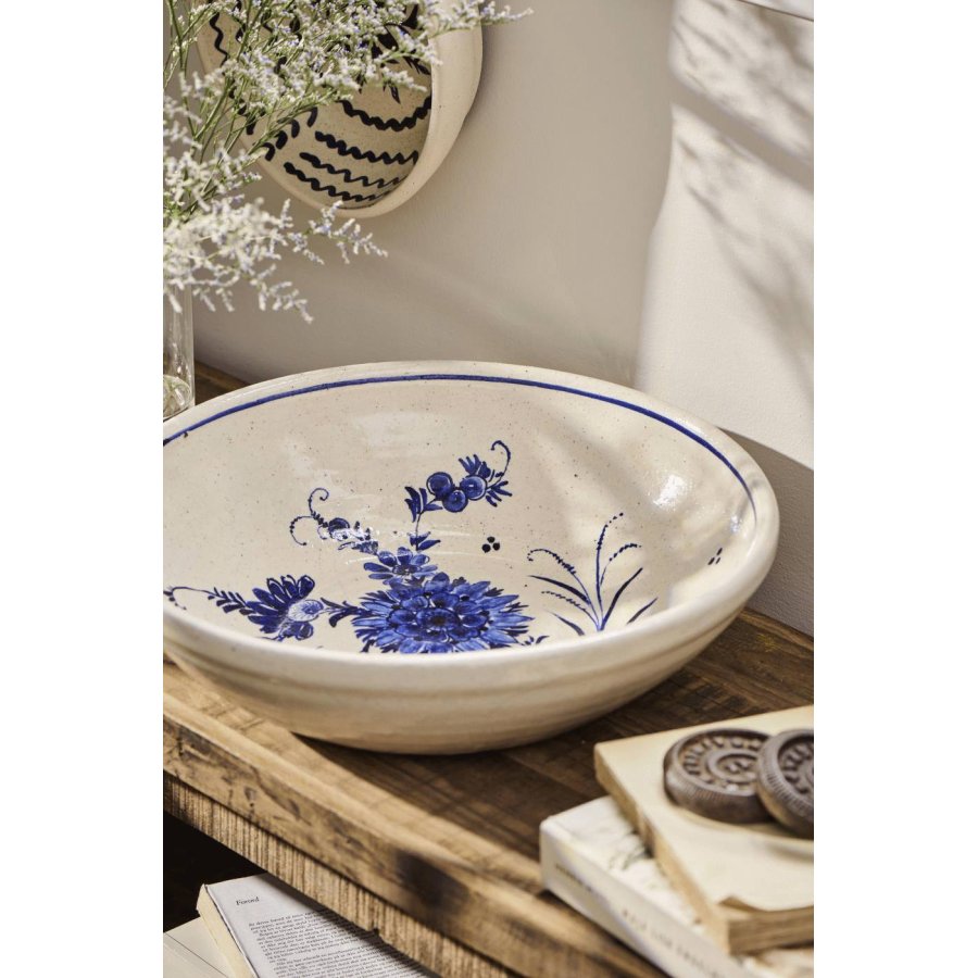 Ib Laursen Avignon Dekoschale 41 cm, Weiß/Blau