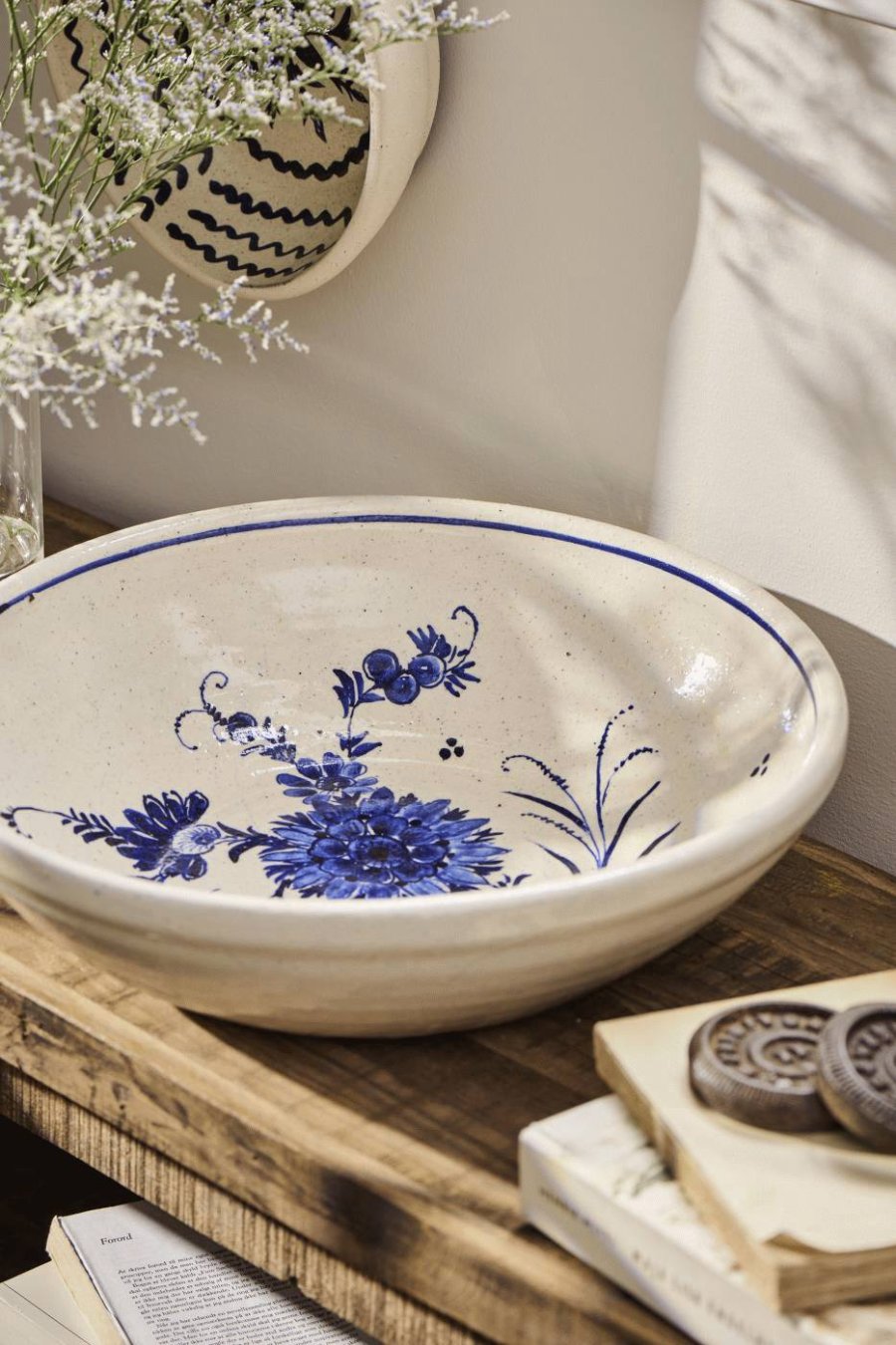 Ib Laursen Avignon Dekoschale 41 cm, Weiß/Blau