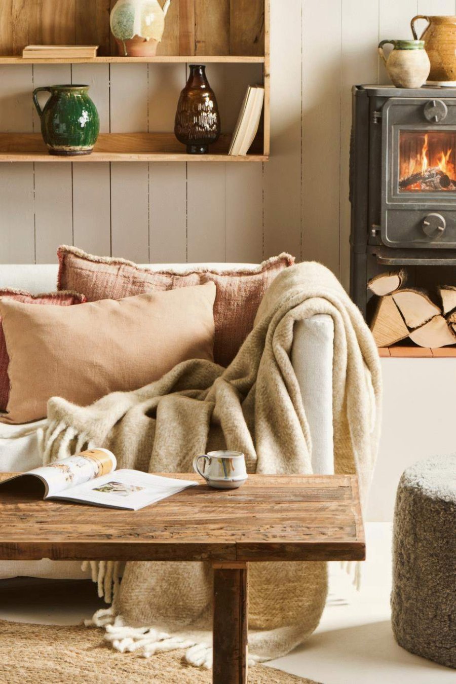 Ib Laursen Decke 130x170 cm, Sand Melange/Off White