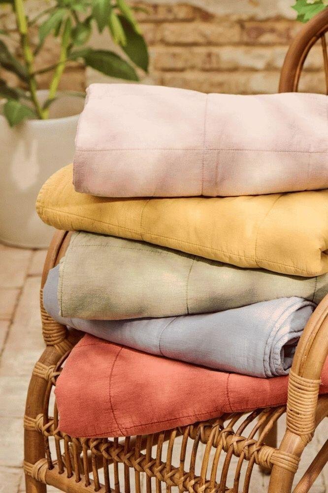 Ib Laursen Vintage Steppdecke 130x180 cm, Lemon Drop