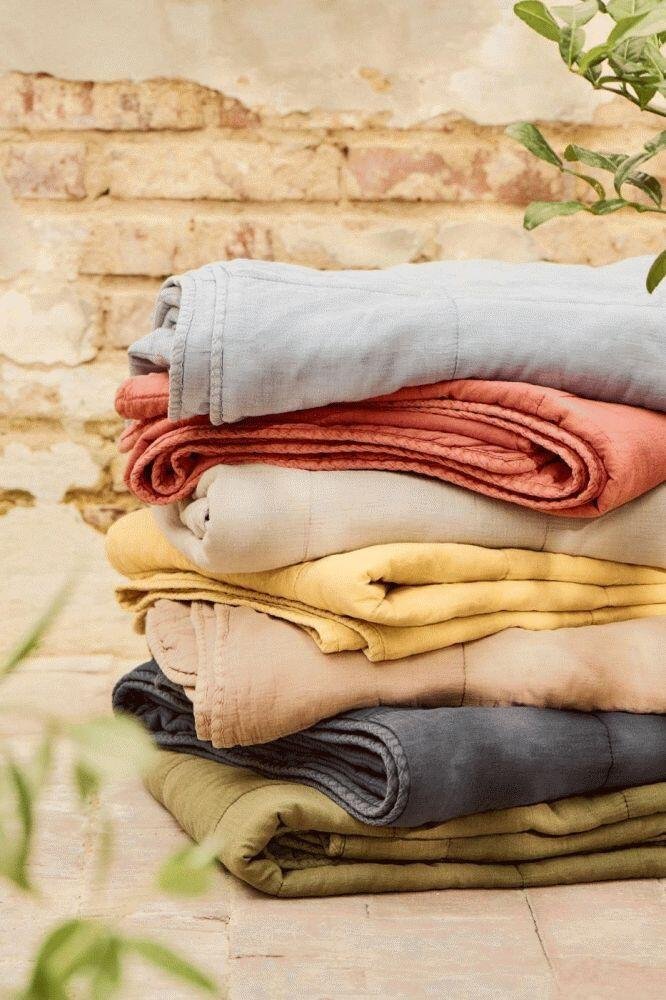 Ib Laursen Vintage Steppdecke 130x180 cm, Lemon Drop