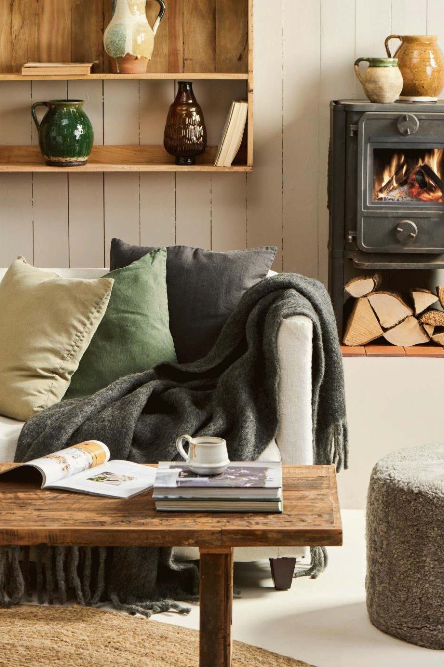 Ib Laursen Decke 130x170 cm, Anthrazit Melange/Hellgrau