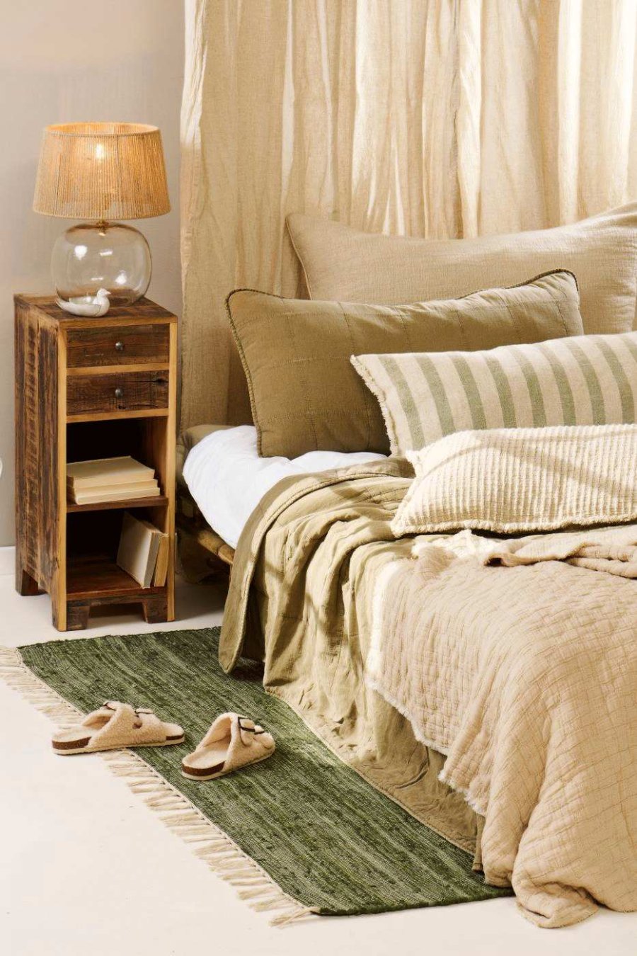 Ib Laursen Vintage Steppdecke 240x240 cm, Eucalyptus Green