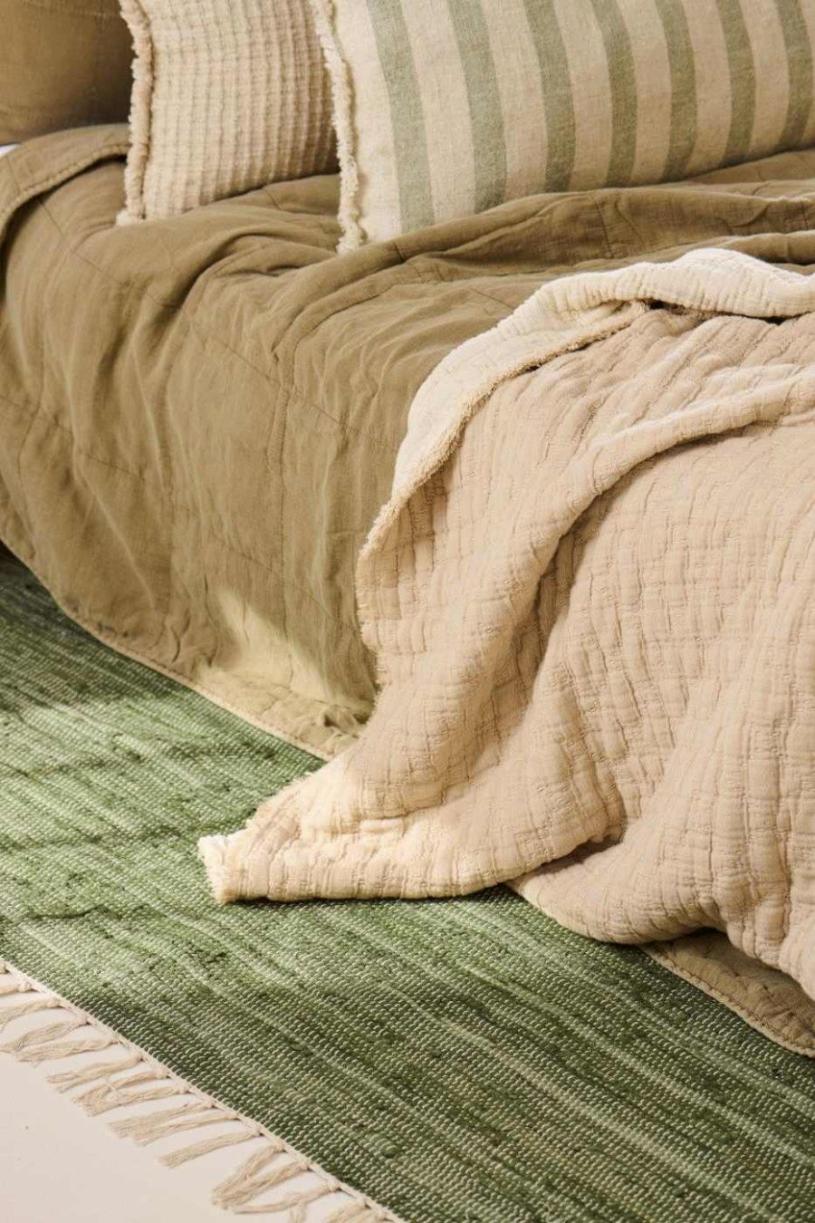 Ib Laursen Vintage Steppdecke 240x240 cm, Eucalyptus Green