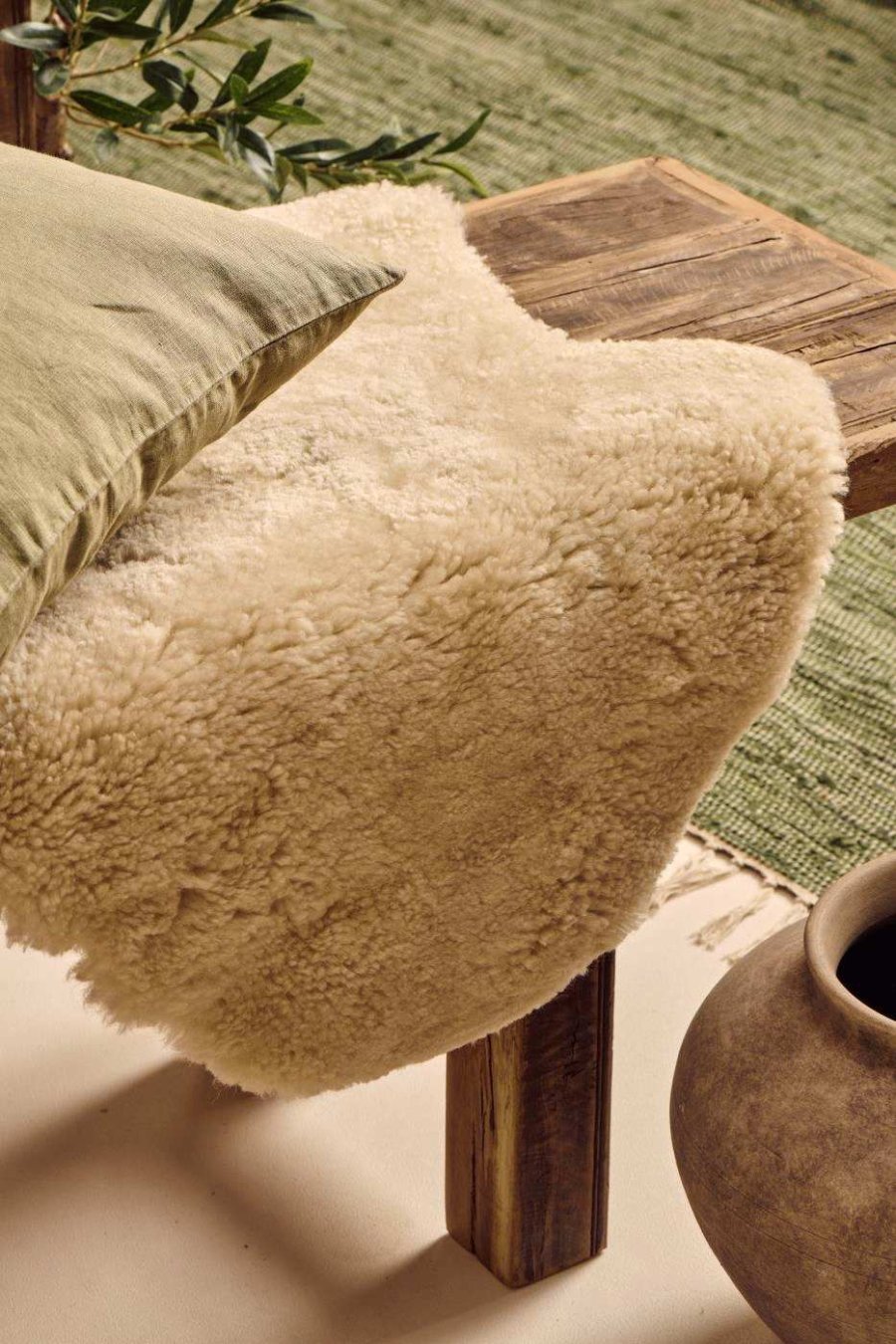 Ib Laursen Sherpa Lammfell 50x90 cm, Butter Cream