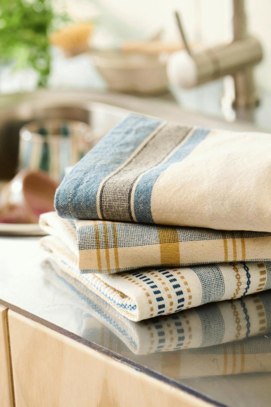 Ib Laursen Walter Geschirrtuch 50x70 cm, Natur/Blau/Grau