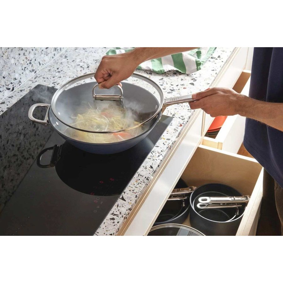 Joseph Joseph Space Non-stick Wokpande m. Foldbart H�ndtag, Midnight Blue