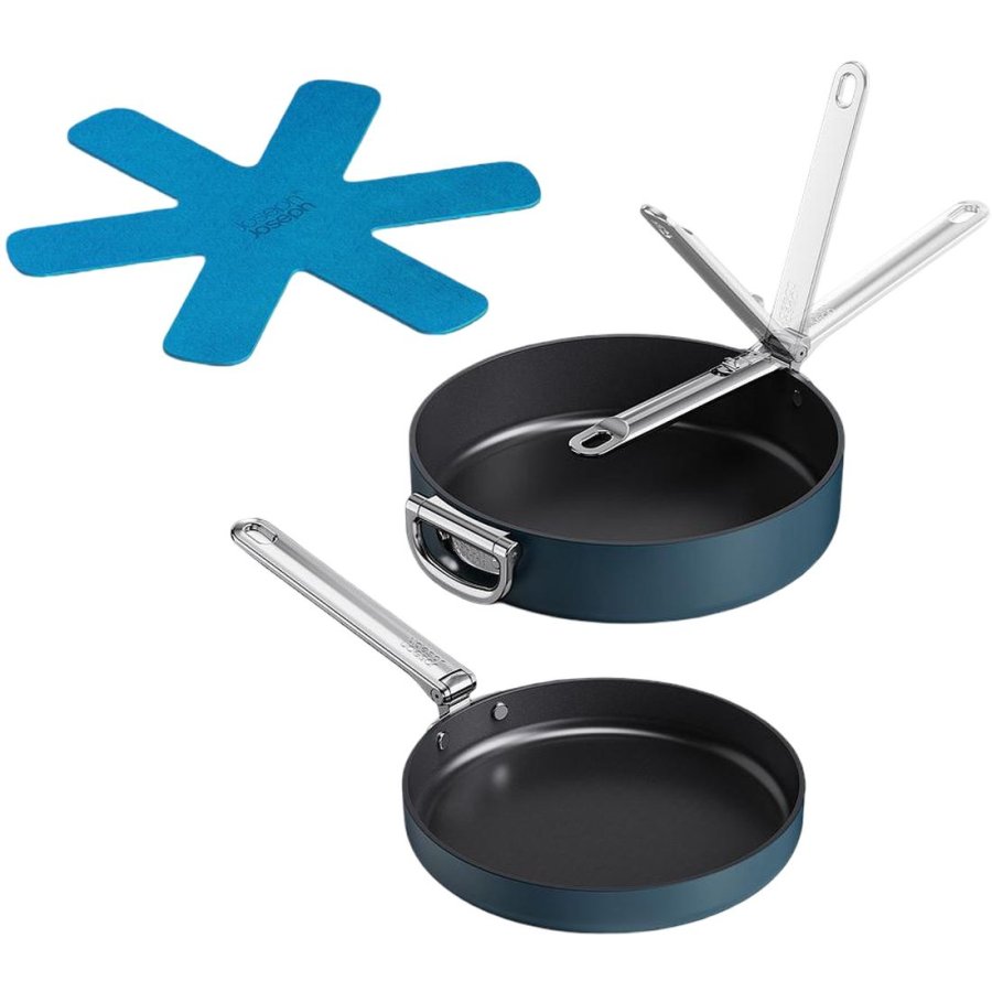 Joseph Joseph Space Non-stick Sauterpande m. Foldbart H�ndtag 2 stk, Midnight Blue