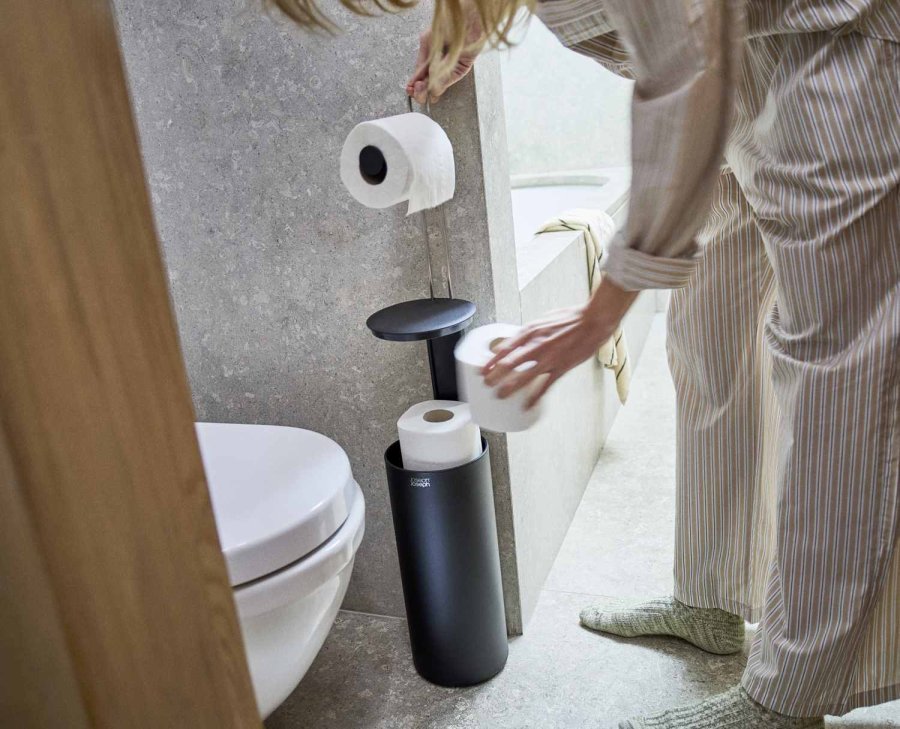 Joseph Joseph EasyStore Fritst�ende Toiletrulleholder H65 cm, Sort