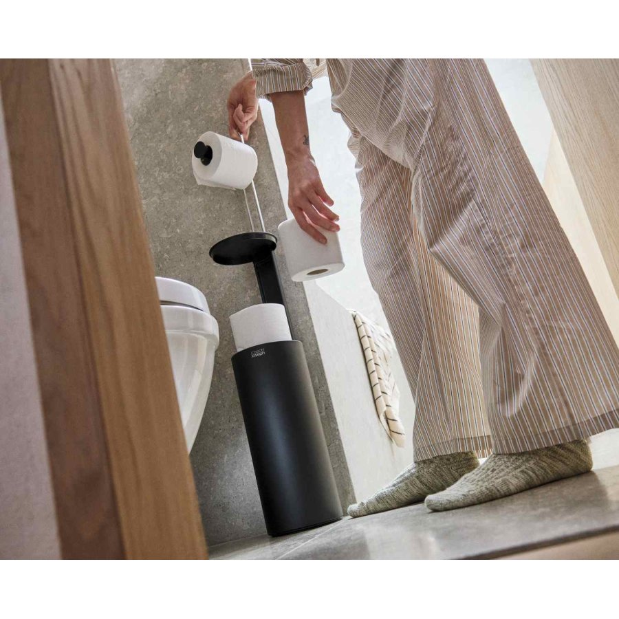 Joseph Joseph EasyStore Fritst�ende Toiletrulleholder H65 cm, Sort
