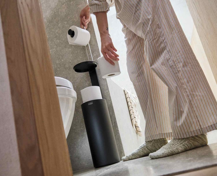 Joseph Joseph EasyStore Fritst�ende Toiletrulleholder H65 cm, Sort