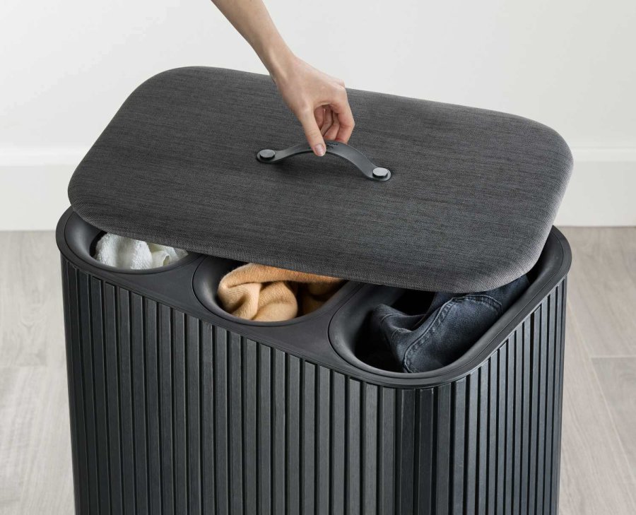 Joseph Joseph Tota Luxe Trio Vasketjskurv 90 L, Sort