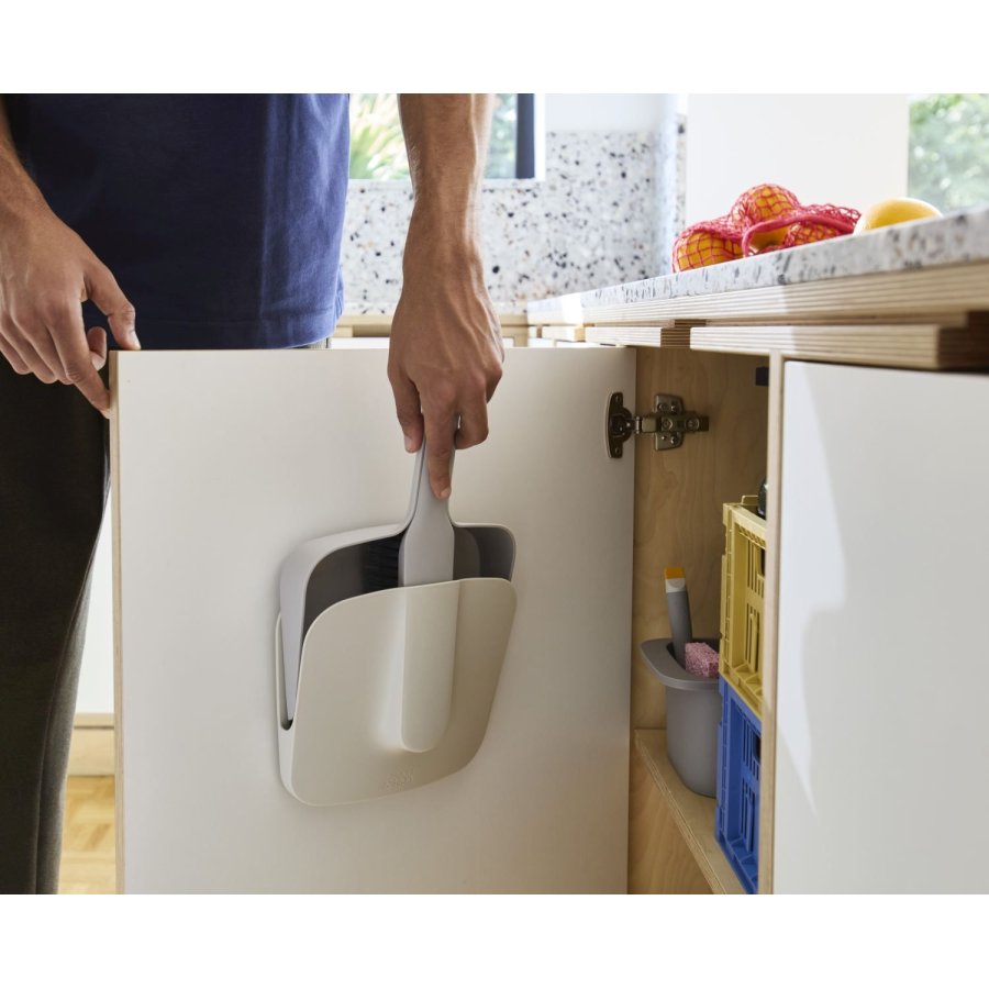 Joseph Joseph CleanTech Wandmontiertes Kehrblech-Set, Stone