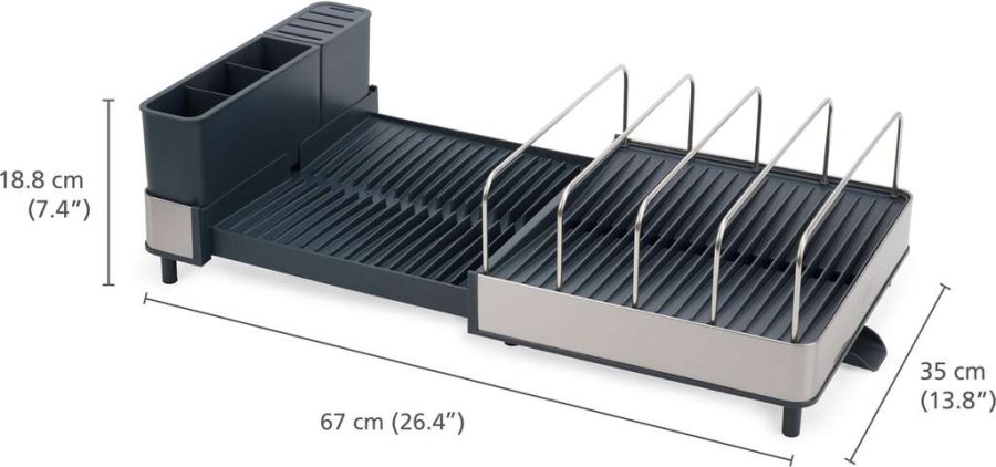 Joseph Joseph Extend Max Steel Ausziehbares Abtropfgestell, Schwarz/Stahl